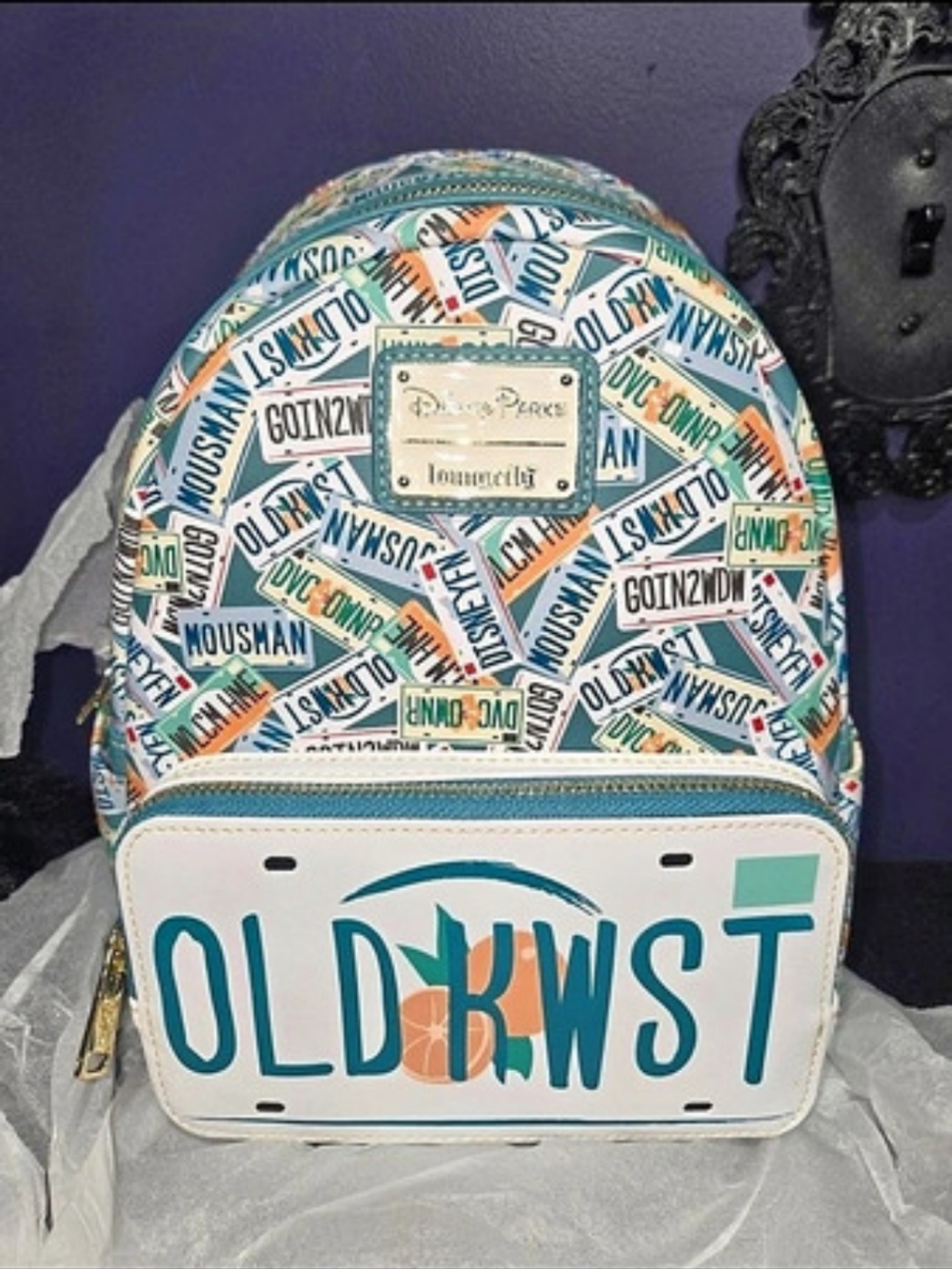 Old Key West License Plate Disney parks loungefly Mini Backpack purse Nwt Travel